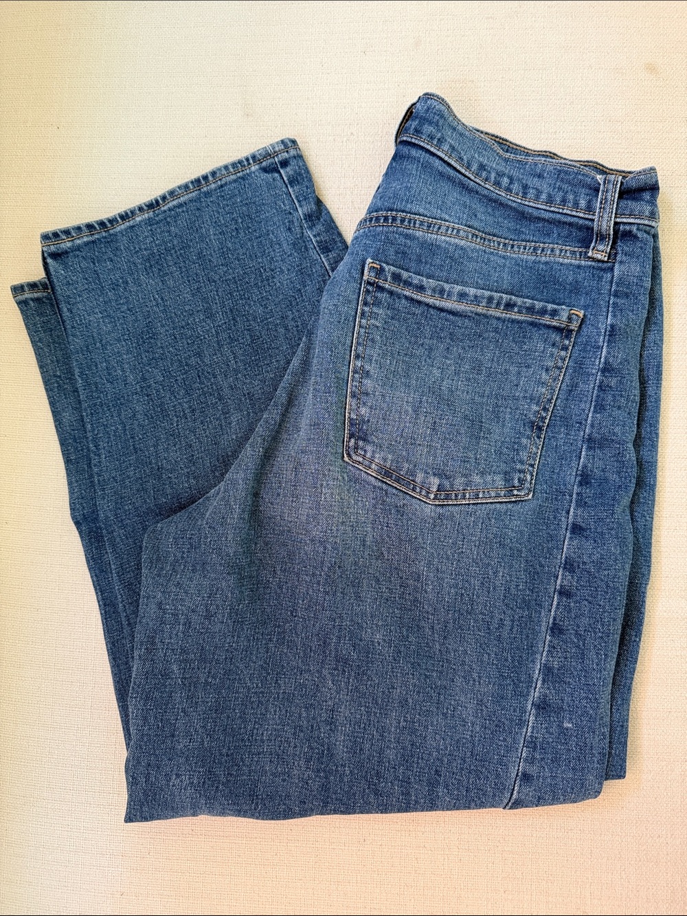 Old Navy High-Rise Barrel Jeans — Medium Blue Wash 8